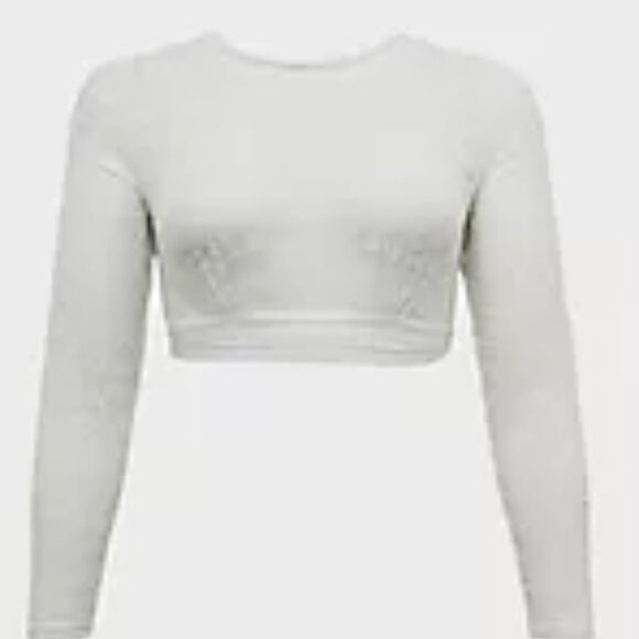 🆕 3X WHITE LACE LONG SLEEVE UNDER-IT-ALL CROP TOP - Picture 4 of 4